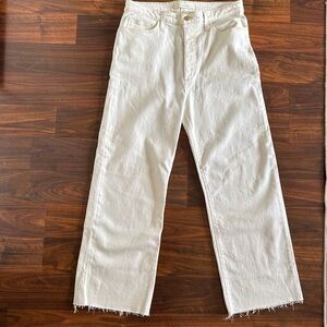 Joes Jeans Off White Cropped Jeans With Raw Hem